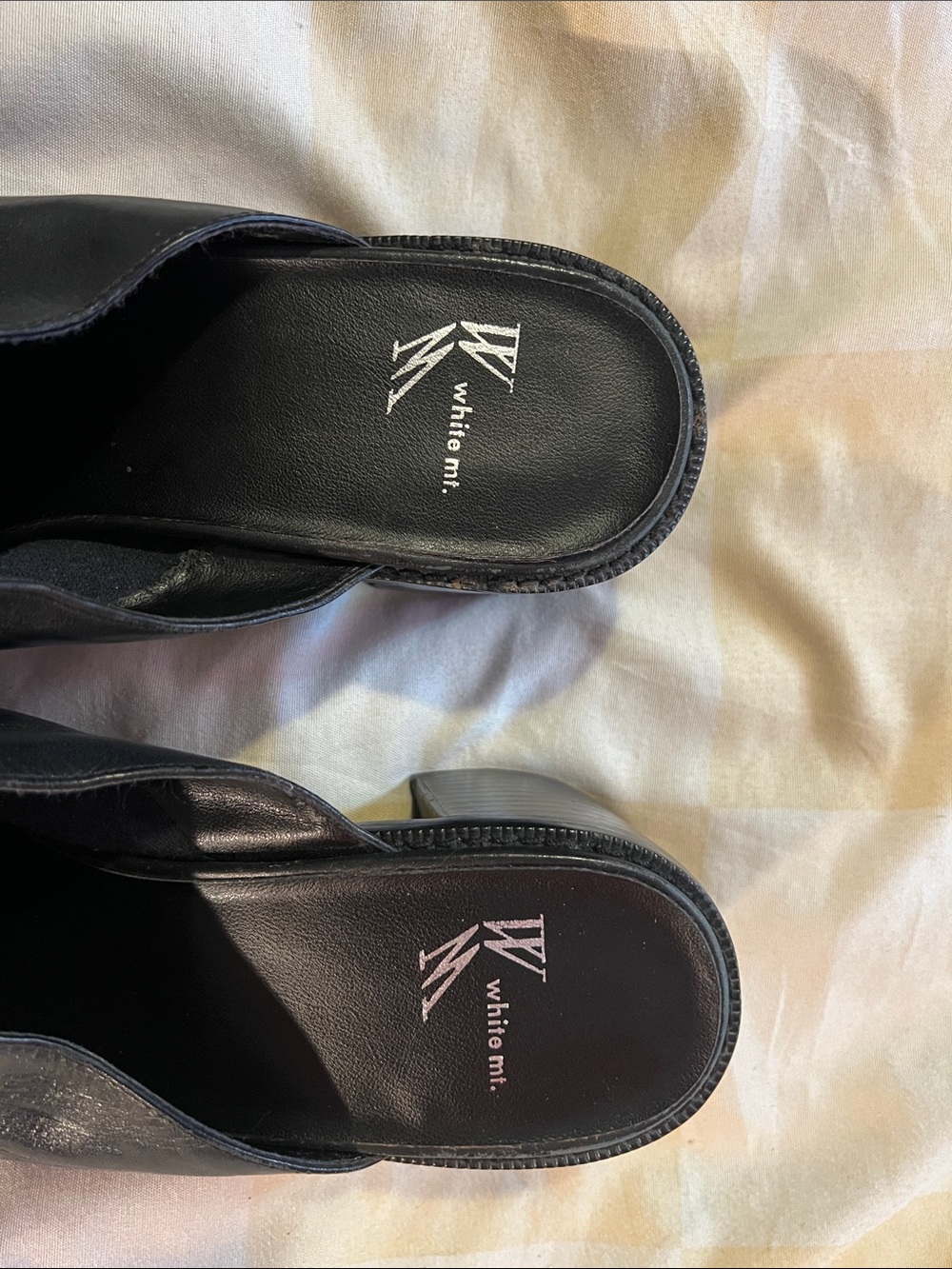 Women's Black Leather Slip-On Heeled Mules - Picture 5 of 6